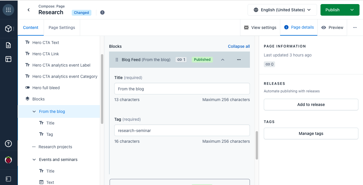 The expanded Blog Feed component