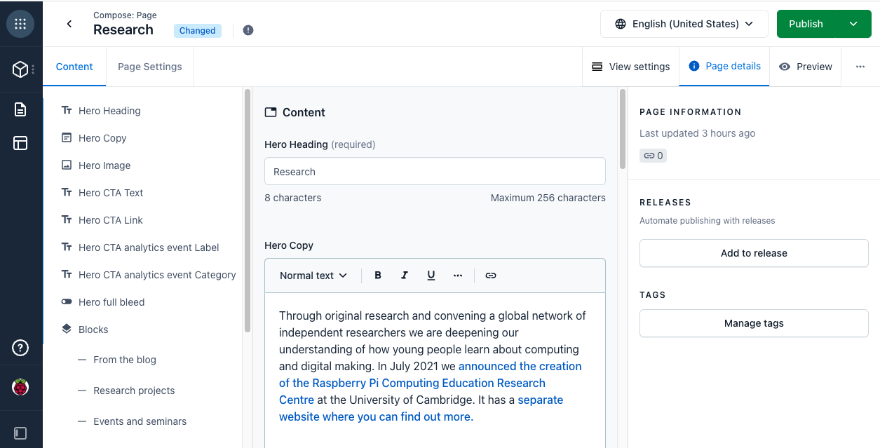 Viewing the "Learn" page in Compose